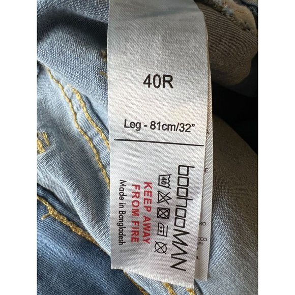 BoohooMAN Mens Jeans Size 40 Skinny Raw Hem Distressed Button Fly Blue Mzz33842 - Picture 10 of 13